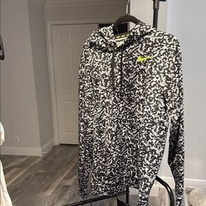 Nike Grey and Black Camoflauge Hoodie with Neon Accent